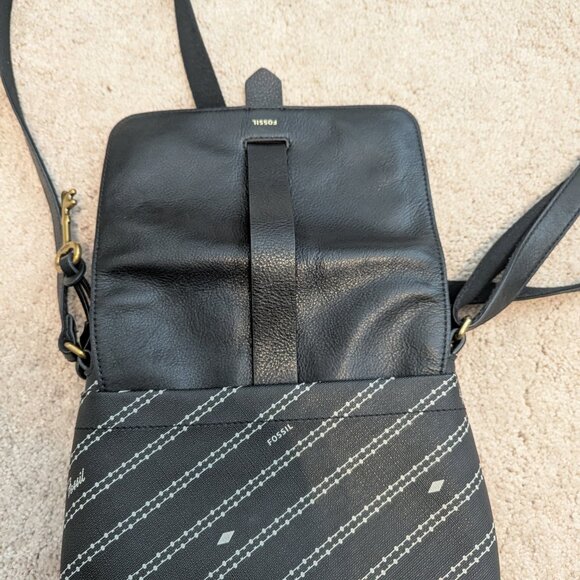 Original Fossil Kinley Small Crossbody Bag in Black/Bone - Picture 5 of 9